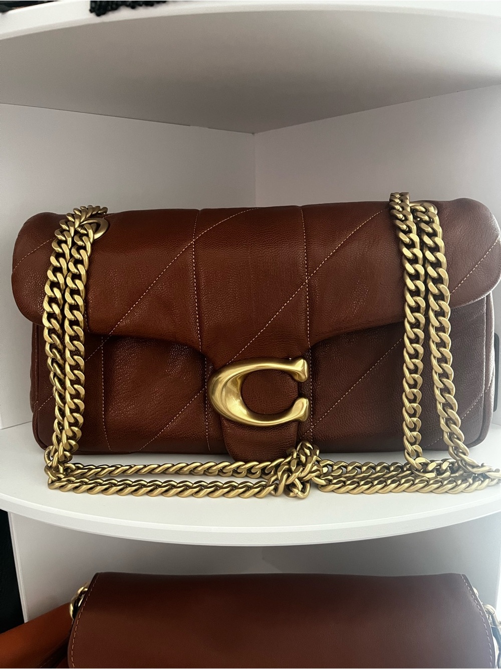 Coach Chain Tabby 26 Quilted Shoulder Bag in Pecan with Gold Hardware